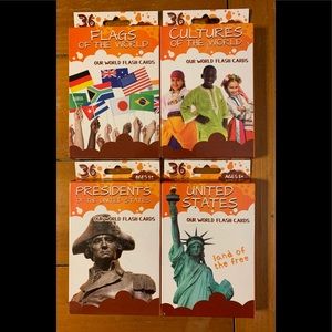 NEW 4 Sets of 36 Flash Cards Flags, Cultures, United States, Presidents